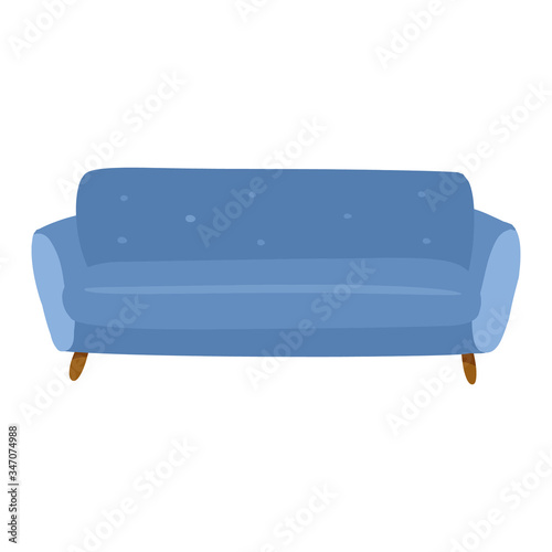 Stylish scandic living room interior - sofa isolate don white background. Home lagom decoration. Cozy season. Modern comfy furniture in hygge style. Vector illustration