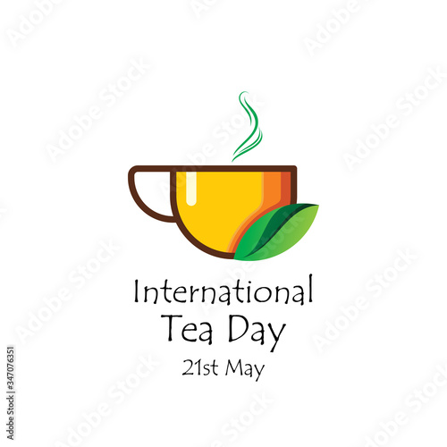 Cup of tea for international tea day greeting card design. Graphic illustration.