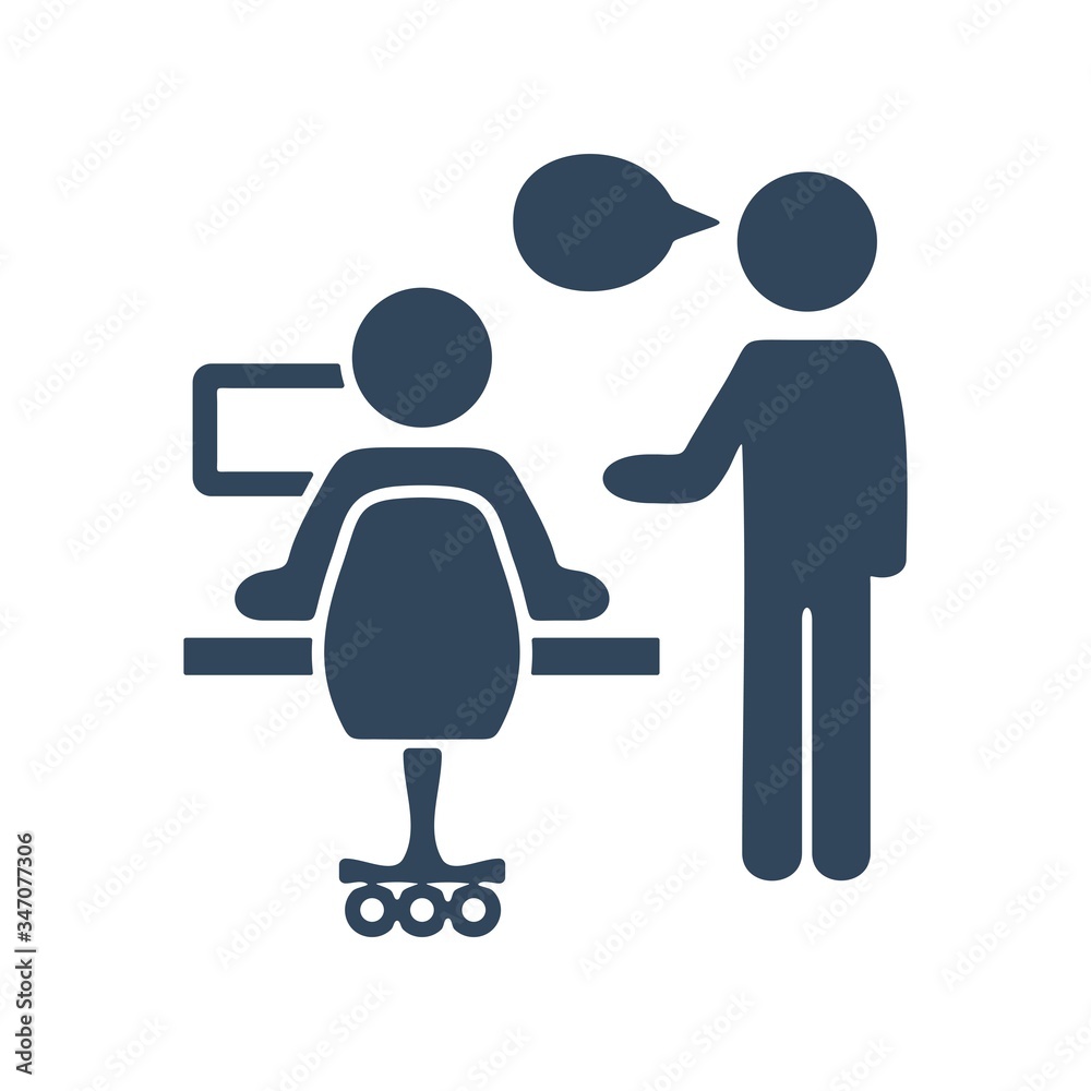 Fototapeta premium Group of business people working in office and talking. Flat icon design.