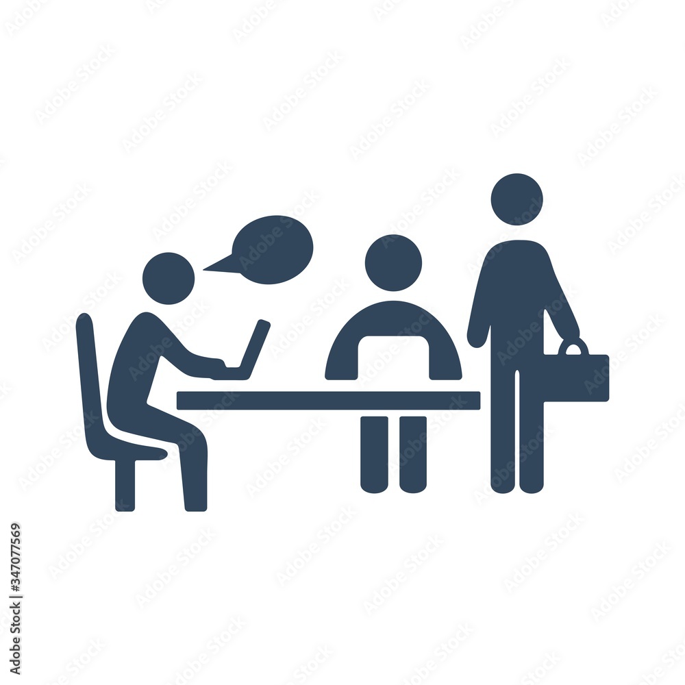 Group of business people working in office and talking. Flat icon design. Group of business people working in office and talking. Flat icon design.
