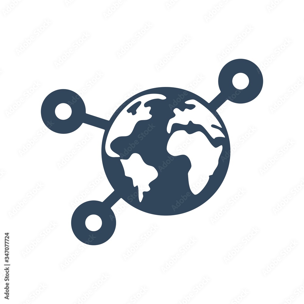 Global social network icon. Connections sign. Global social network icon. Connections sign.