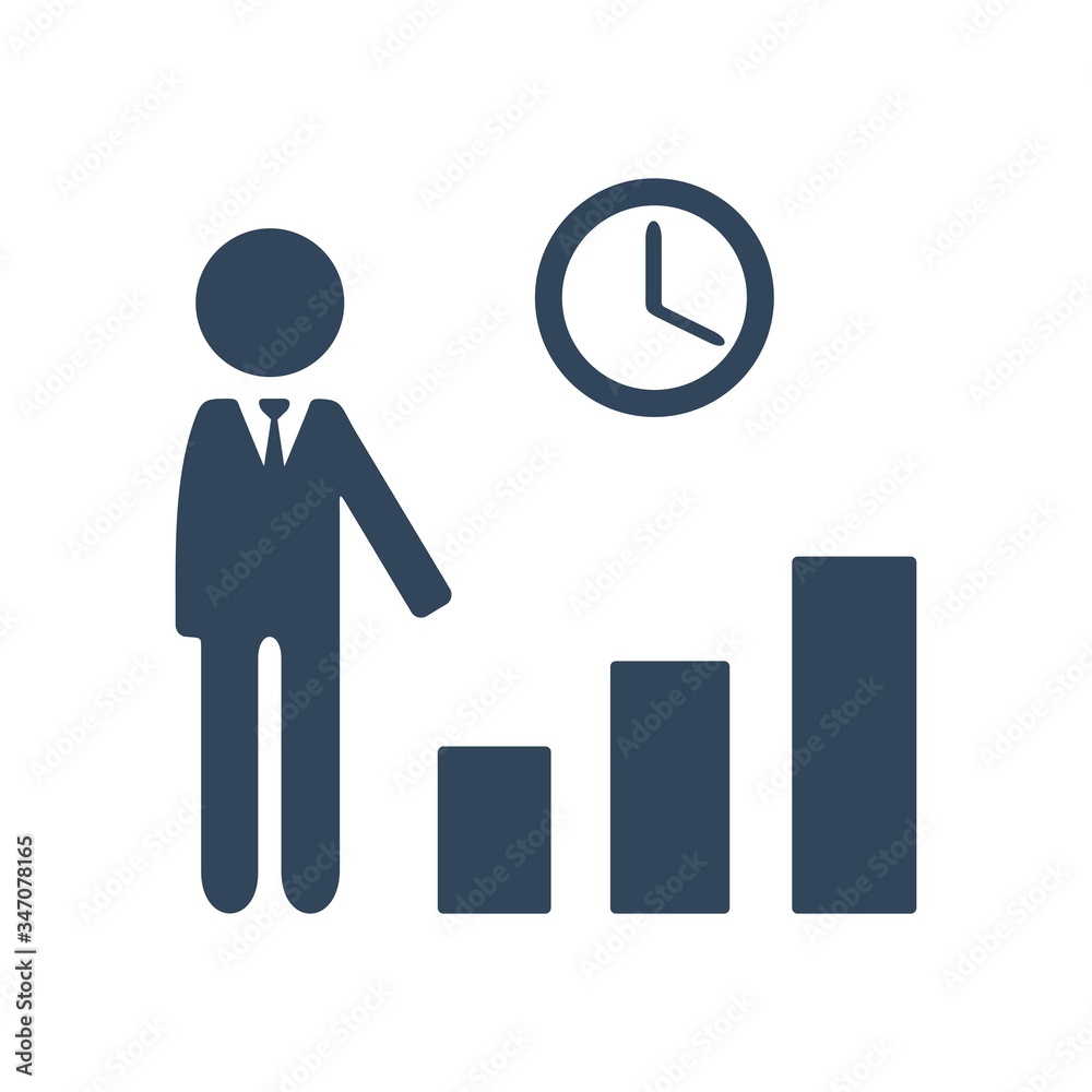 Climbing corporate ladder with clock sign. Using time efficiently for achieving success. Climbing corporate ladder with clock sign. Using time efficiently for achieving success.