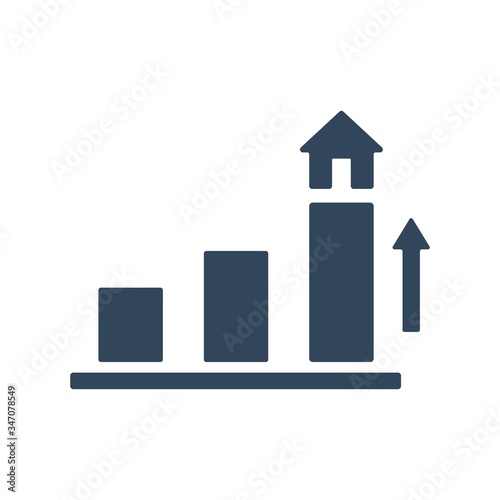 Real state prices increase. Rental property growth icon. Flat icon design.