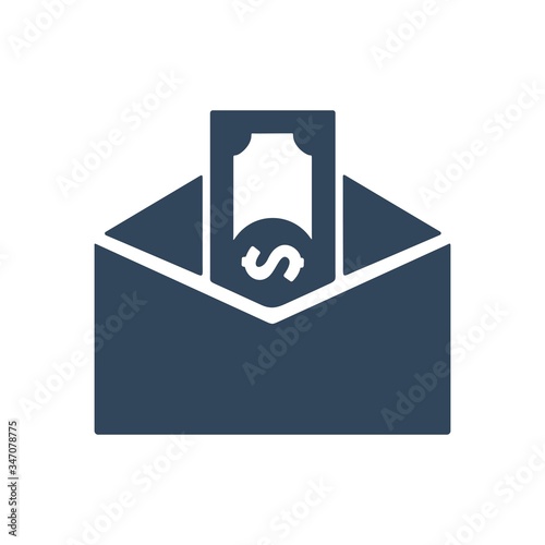 Employee salary, compensation in an envelope. Flat icon design. photo