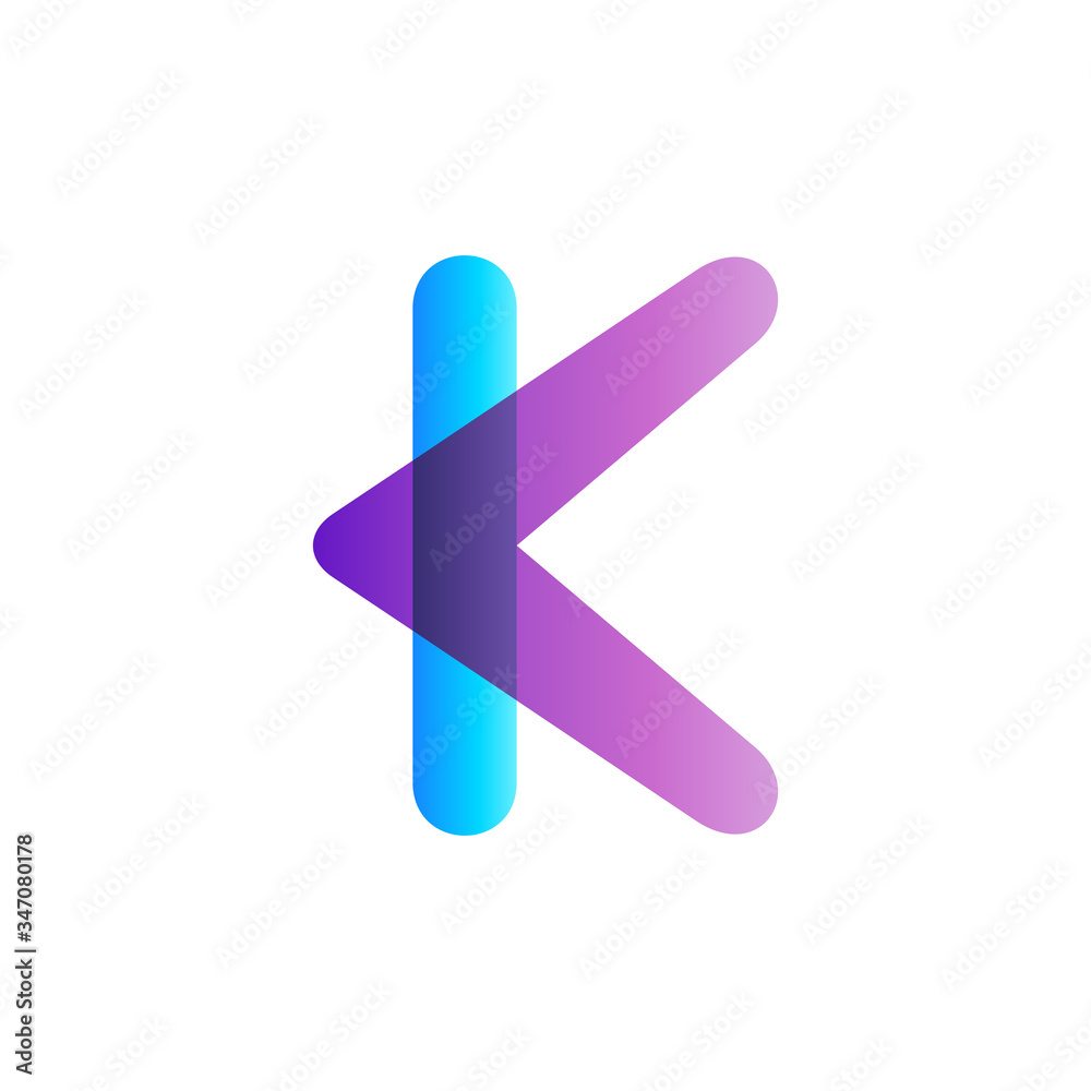 Letter K with arrow vector logo design, creative letter, business company initial name logo template, transparency color style Letter K with arrow vector logo design, creative letter, business company initial name logo template, transparency color style