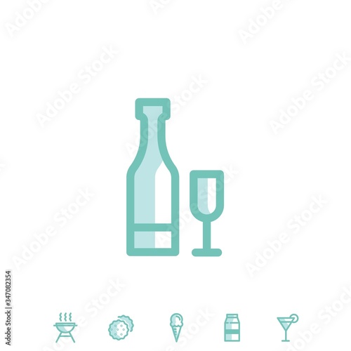 wine bottle and glass icon vector illustration for website and graphic design