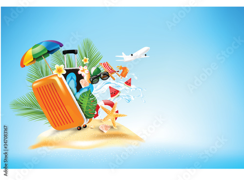 Summer vacation concept with air plane elemet