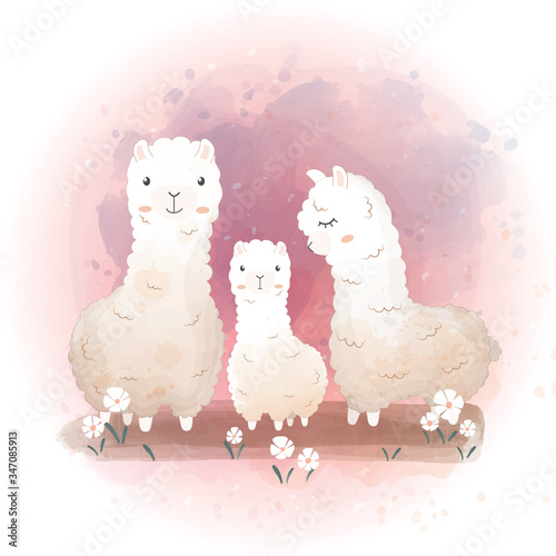 Happy Family Day picture with Llama family.