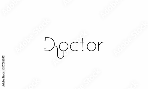 Doctor Calligraphic line art Text  Medical Poster vector illustration Design.