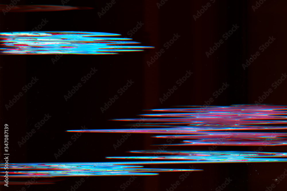 Analog glitch background. Screen damage pattern. Blue pink noise on dark red black dust empty space. Stock | Adobe