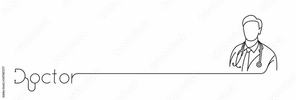 Doctor - Medical Icon, Continue Line Art Design Vector Background. Doctor - Medical Icon, Continue Line Art Design Vector Background.