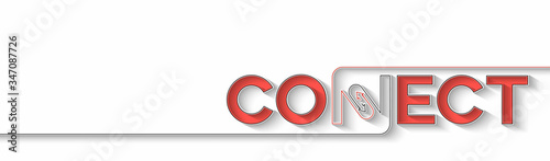 Connect Calligraphic line art Text  Banner Poster vector illustration Design.