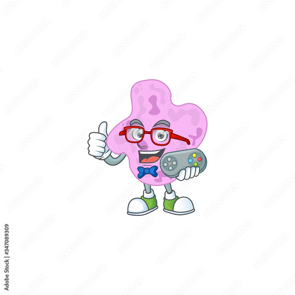 Tetracoccus talented gamer mascot design play game with controller Tetracoccus talented gamer mascot design play game with controller