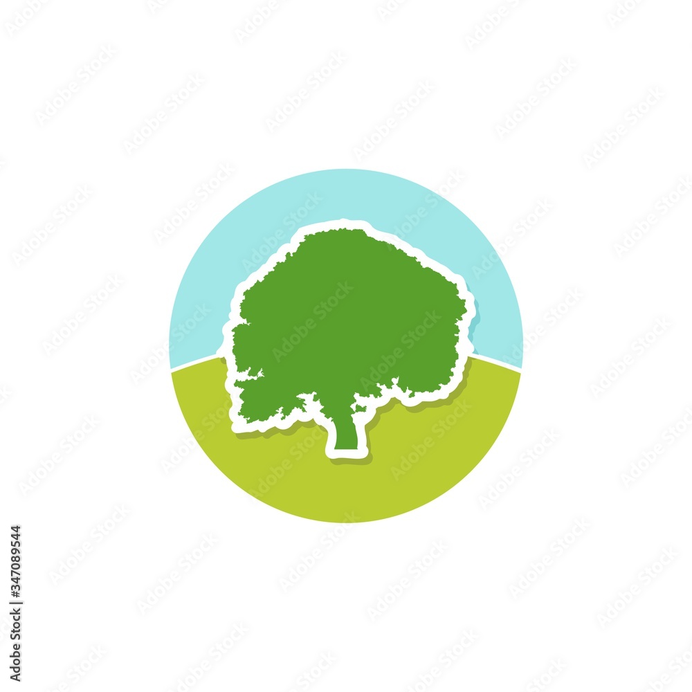 Green tree with leaves logo isolated on white background Green tree with leaves logo isolated on white background