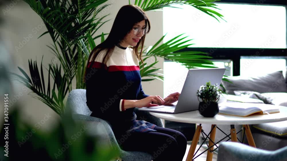 Smart asian young woman in eyeglasses working remotely at modern laptop computer at home interior.Hipster girl keyboarding information on netbook using wireless 4G internet in modern apartment
Smart asian young woman in eyeglasses working remotely at modern laptop computer at home interior.Hipster girl keyboarding information on netbook using wireless 4G internet in modern apartment