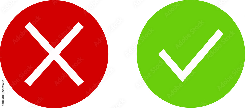 Green tick, red cross. Art design with text do and don't. Right or wrong. True or false. Green tick, red cross. Art design with text do and don't. Right or wrong. True or false.