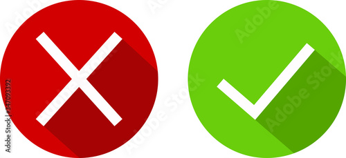 Green tick, red cross. Art design with text do and don't. Right or wrong. True or false.