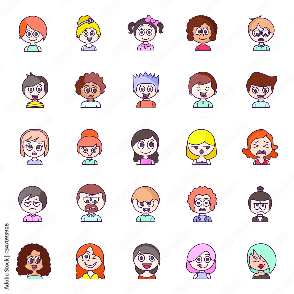 Pack Of Avatars Flat Icons Pack Of Avatars Flat Icons