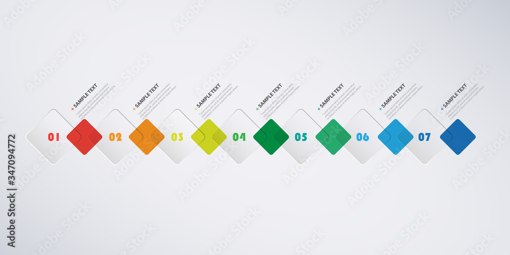 Naklejka Colorful Modern Style Infographics Design - Set of Minimalist Numbered Geometric Shapes, Round Squares