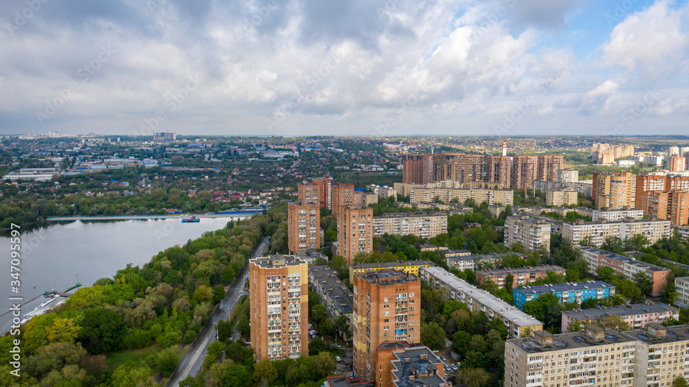 Rostov-on-Don aerial view. Panorama of the city of Rostov on Don, Voroshilovsky District
