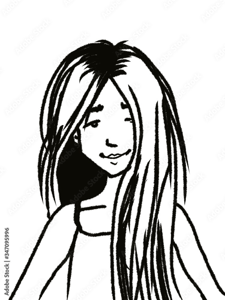 cartoon character cute teenager girl portrait isolated on white cartoon character cute teenager girl portrait isolated on white