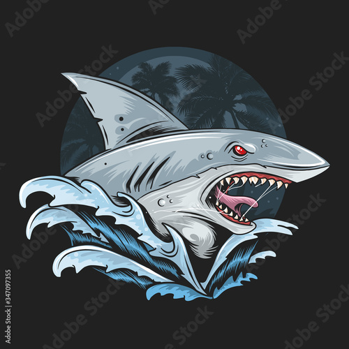 SHARK RAGE FACE DEEP BLUE SEA ARTWORK VECTOR