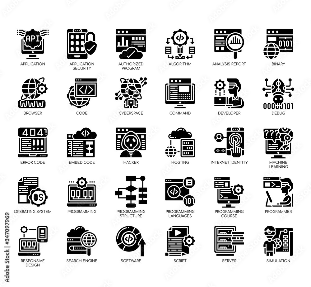 Set of programming thin line and pixel perfect icons for any web and app project. Set of programming thin line and pixel perfect icons for any web and app project.