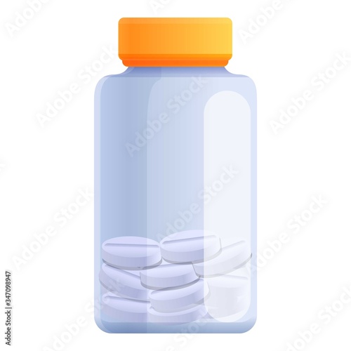 Capsule plastic jar icon. Cartoon of capsule plastic jar vector icon for web design isolated on white background