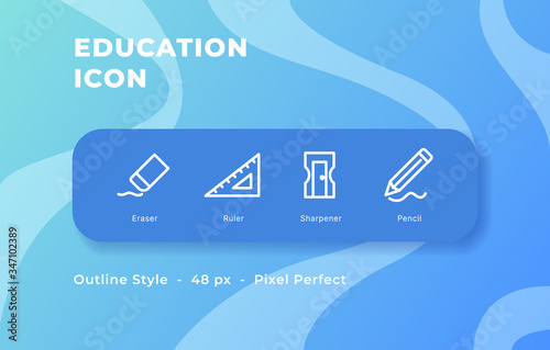 Education icon set with out line style modern vector