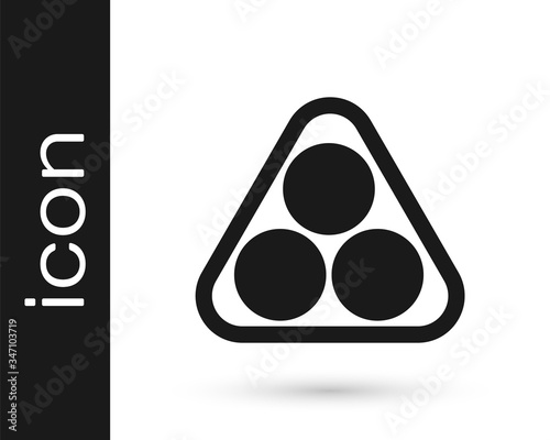 Grey Billiard balls in a rack triangle icon isolated on white background.  Vector Illustration