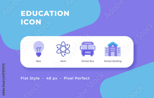 Education icon set with modern flat style vector
