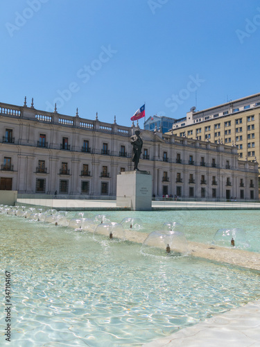 Monument to Arturo Alessandri Palma in Santiago de Chile, in front of the Moneda Palace. He was President of the Republic of Chile in the 20s and 30s. photo