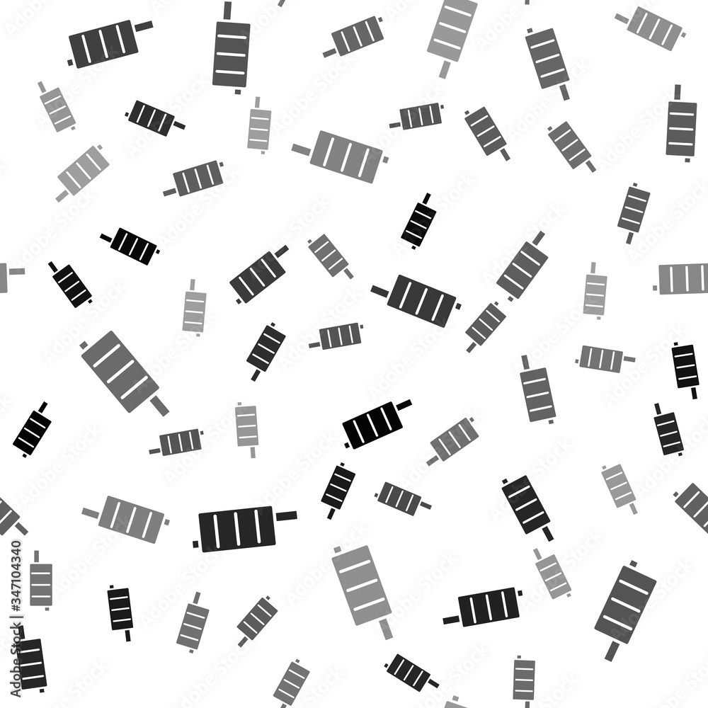 Black Car muffler icon isolated seamless pattern on white background. Exhaust pipe. Vector Illustration Black Car muffler icon isolated seamless pattern on white background. Exhaust pipe. Vector Illustration