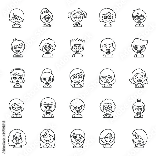 Pack Of Avatars Line Icons 