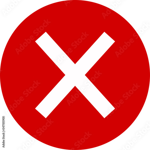 Cross icon. Red wrong mark.