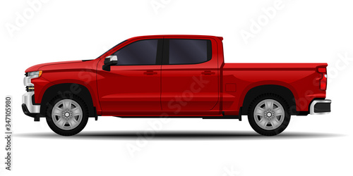 realistic car. truck, pickup. side view.