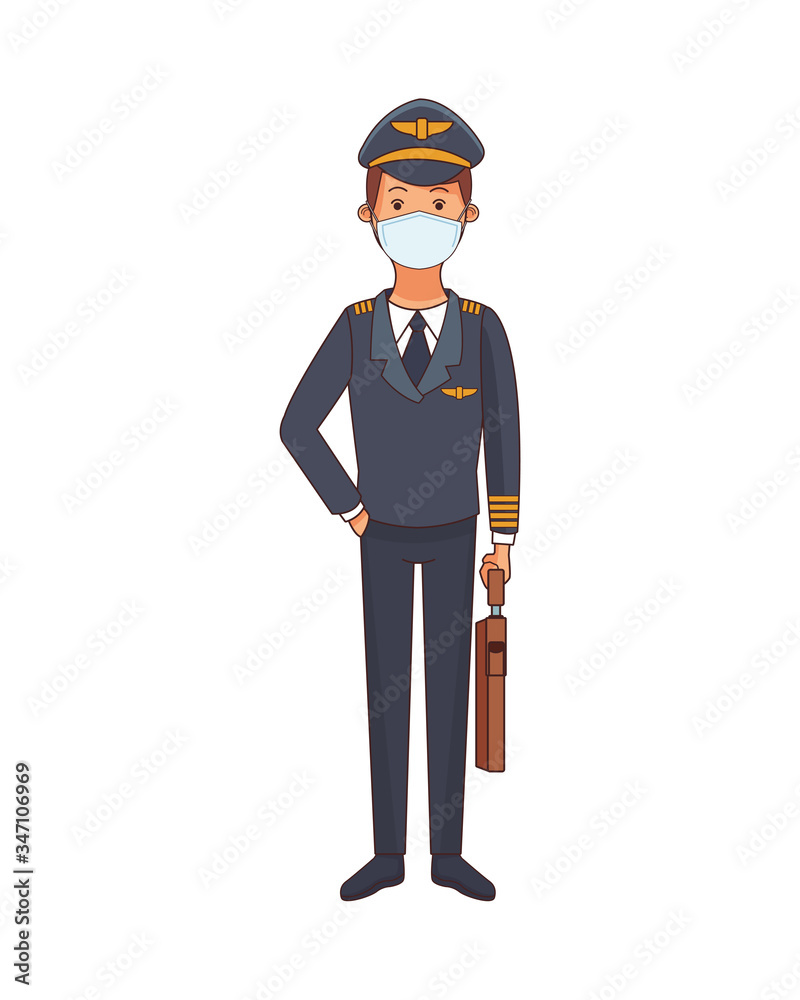 pilot worker profession using face mask