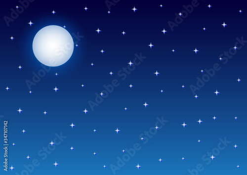 Fototapeta Naklejka Na Ścianę i Meble -  Full Moon and Starry Night Sky Background