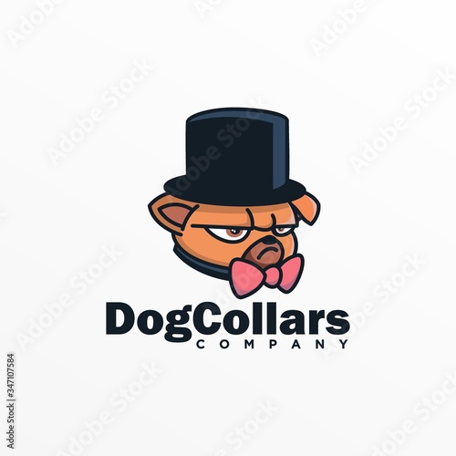 Vector Logo Illustration Dog Collars Mascot Cartoon Style.
