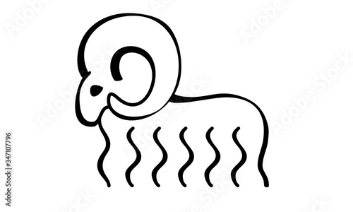 наскальный рисунок, баран, животное, deer, fun, icon,