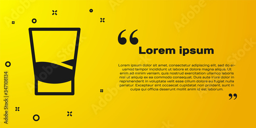 Black Glass of vodka icon isolated on yellow background.  Vector Illustration