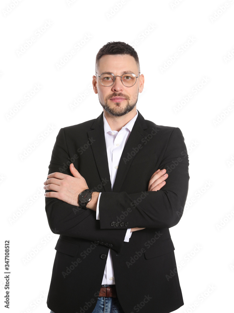 Confident businessman in glasses on white background Confident businessman in glasses on white background