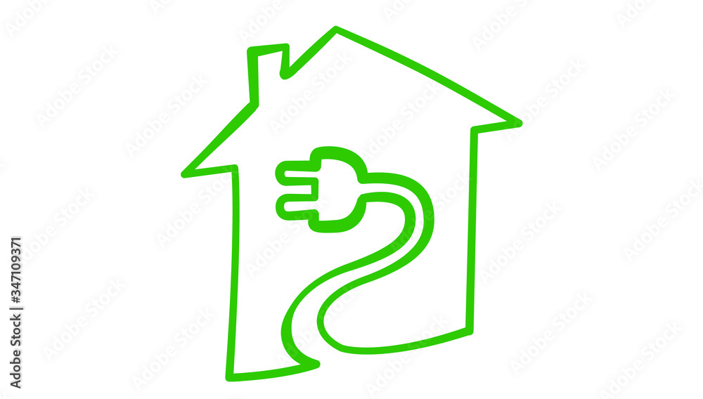 plug inside house icon, hand draw style, vector illustration plug inside house icon, hand draw style, vector illustration