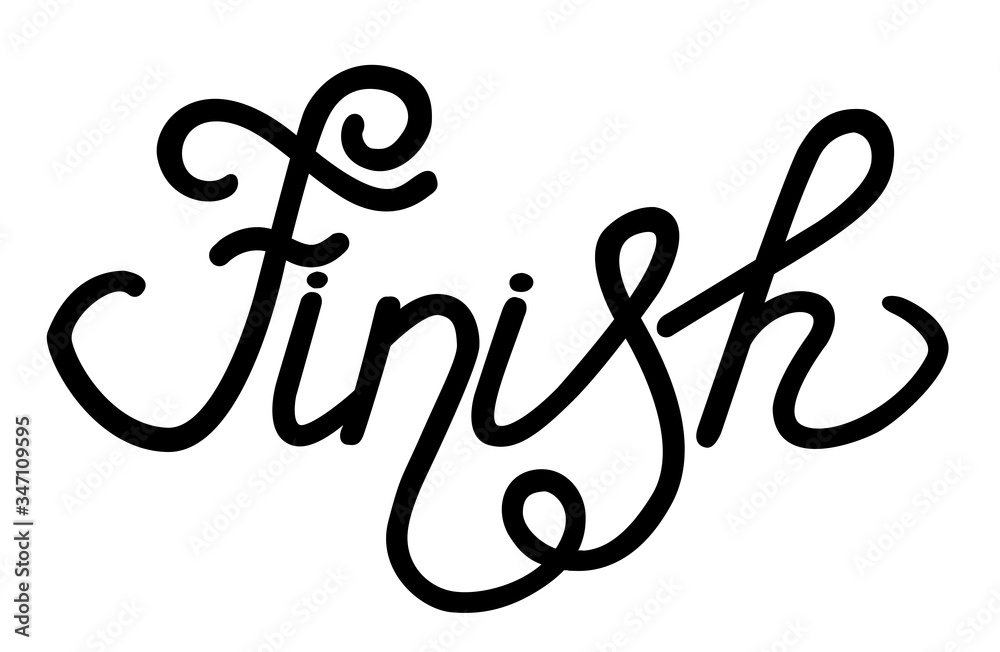 Finish. Beautiful word finish on a white background in isolation Finish. Beautiful word finish on a white background in isolation
