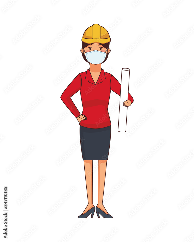 female architect worker profession using face mask female architect worker profession using face mask