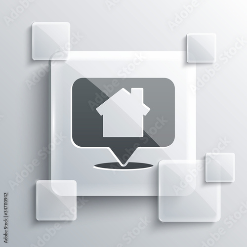 Free Download Grey Map pointer with house icon isolated on grey background. Home location marker symbol. Square glass panels. Vector Illustration - GFXLoad