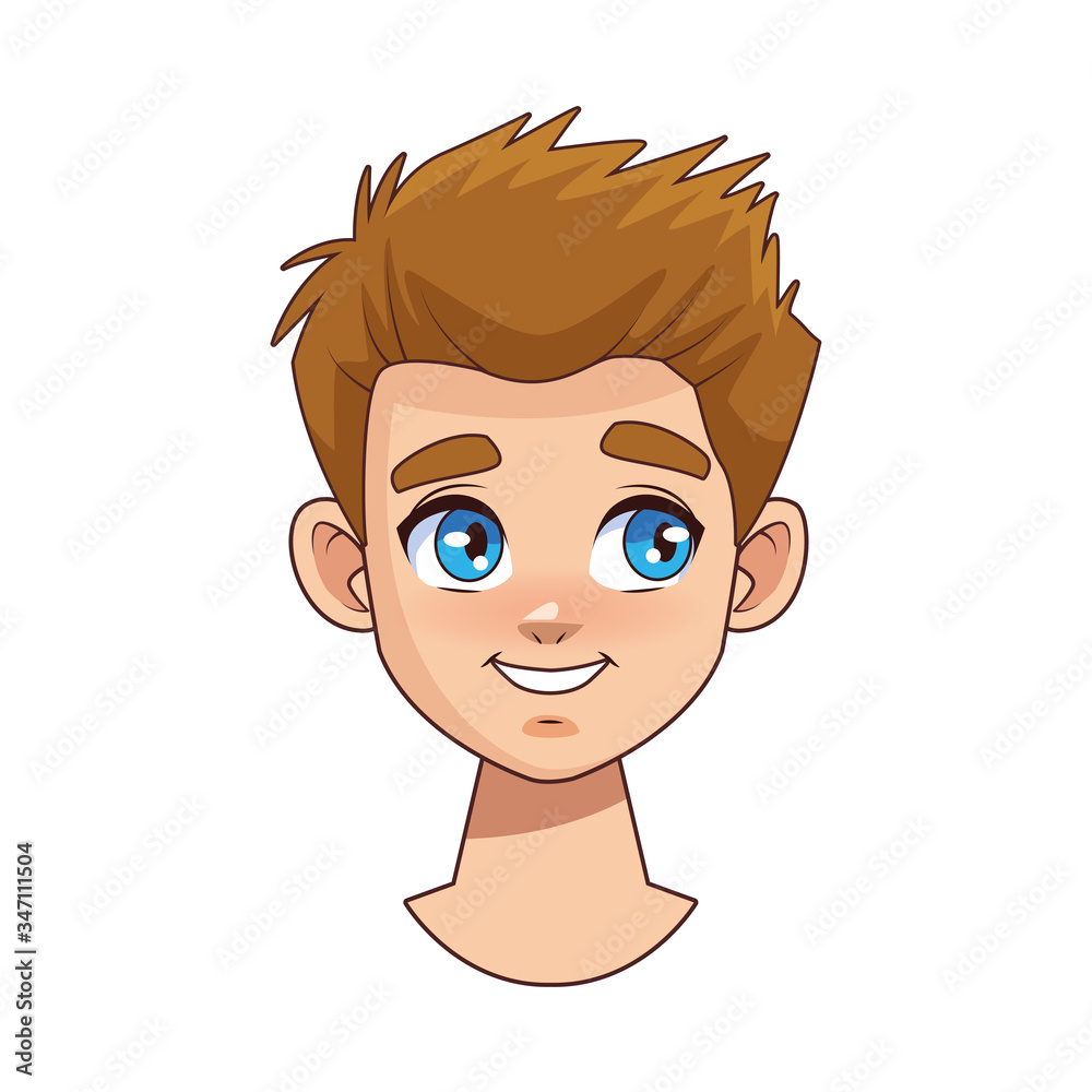 happy young boy teenager head character