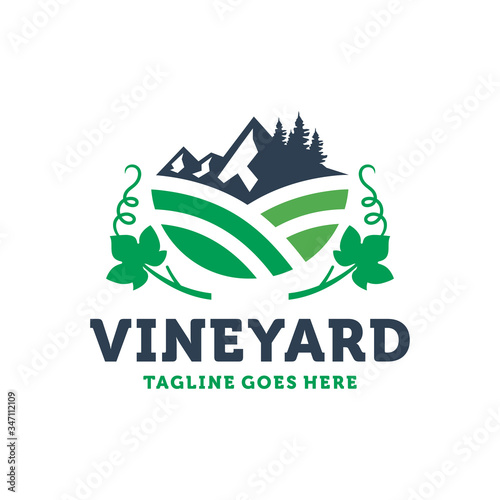Red wine plantation logo design