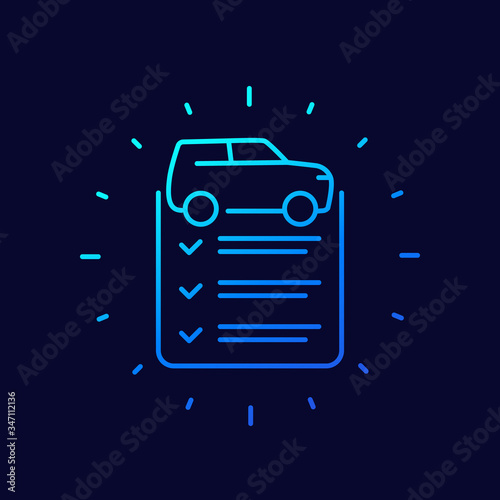 car service list line icon, vector