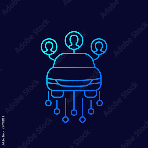 carsharing service line vector icon with car